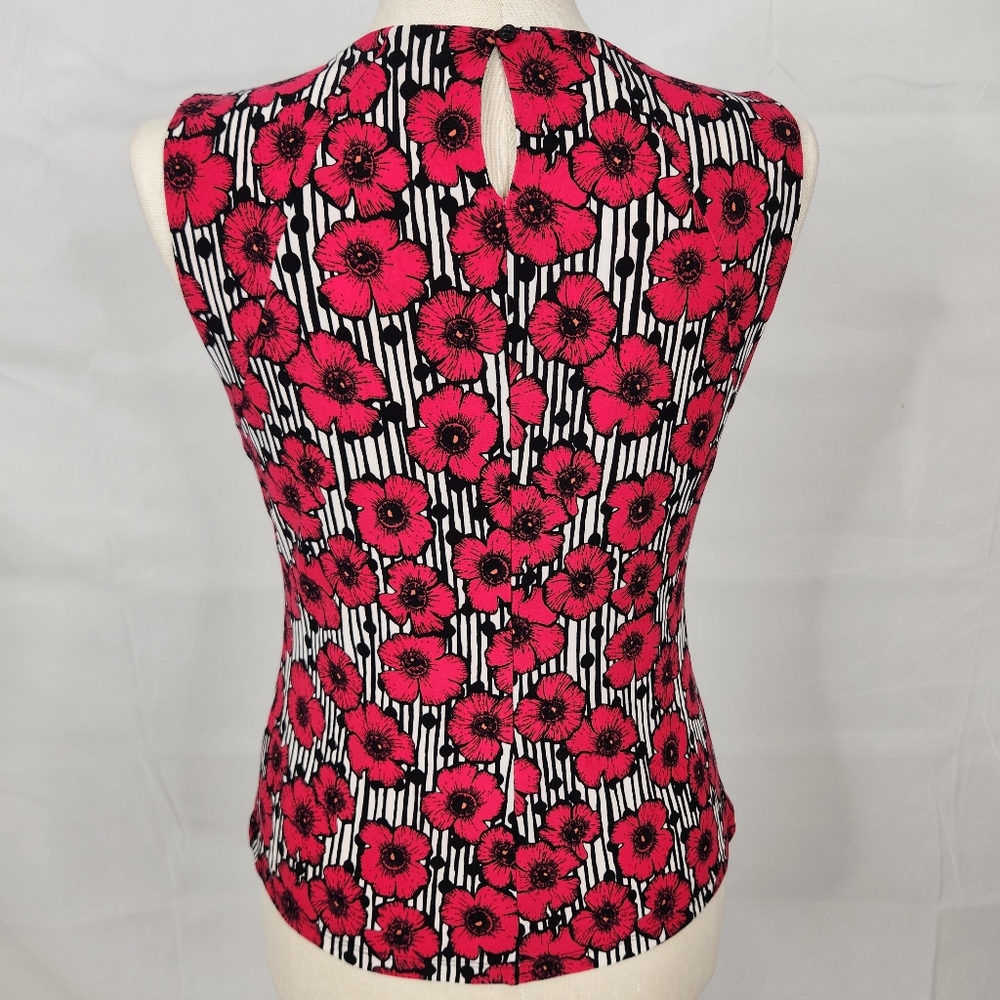 NWOT Tommy Hilfiger Pink Black Floral Sleeveless Top Sz S - Picture 4 of 13